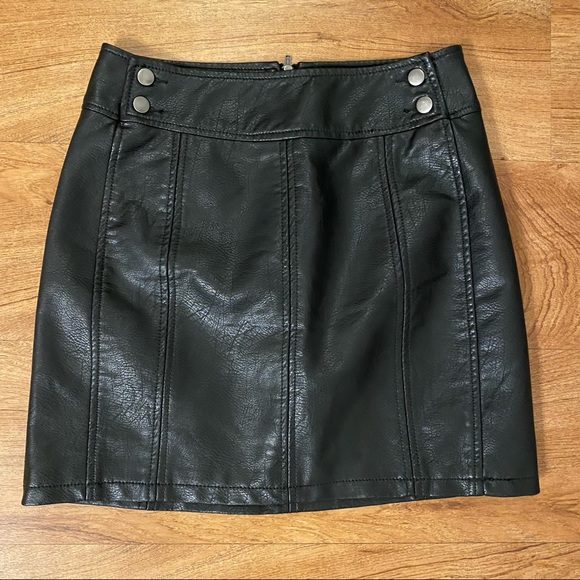 Free People Retro Vegan Leather Mini Skirt - Picture 2 of 5